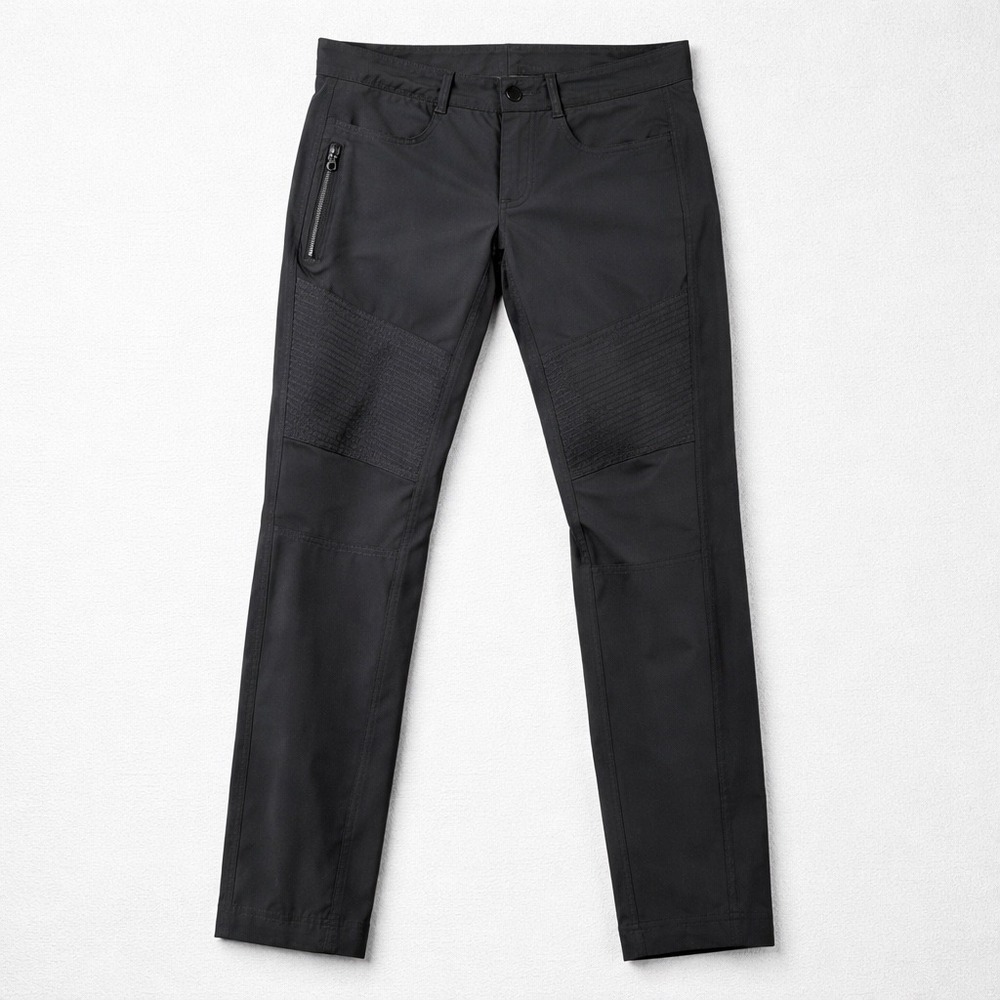 Lululemon Lab Moto Pants Black size 26Quilted Knee  Trousers Womens Slim Fit 278